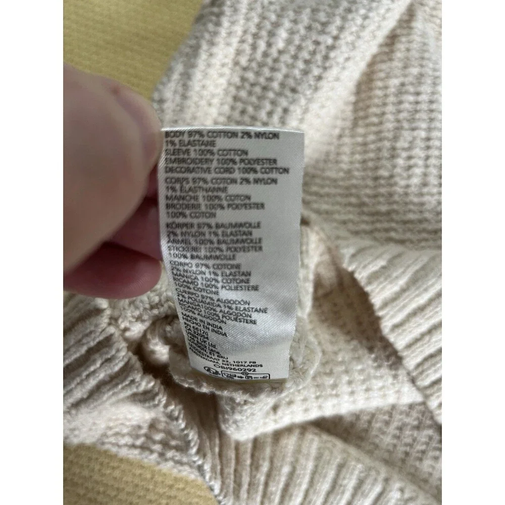 Anthropologie Textured Eyelet Twofer Sweater Vest Top Embroidered Beige Sz XL - Picture 11 of 11